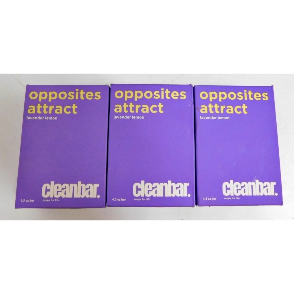Lot of 3 Cleanbar All-Natural Bar Soap Opposites Attract Lavender & Lemon 4.5 oz